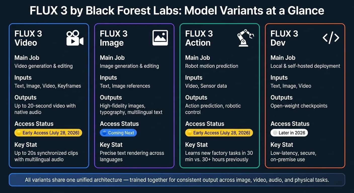 FLUX 3 Model Variants Compared: Video, Image, Action & Dev