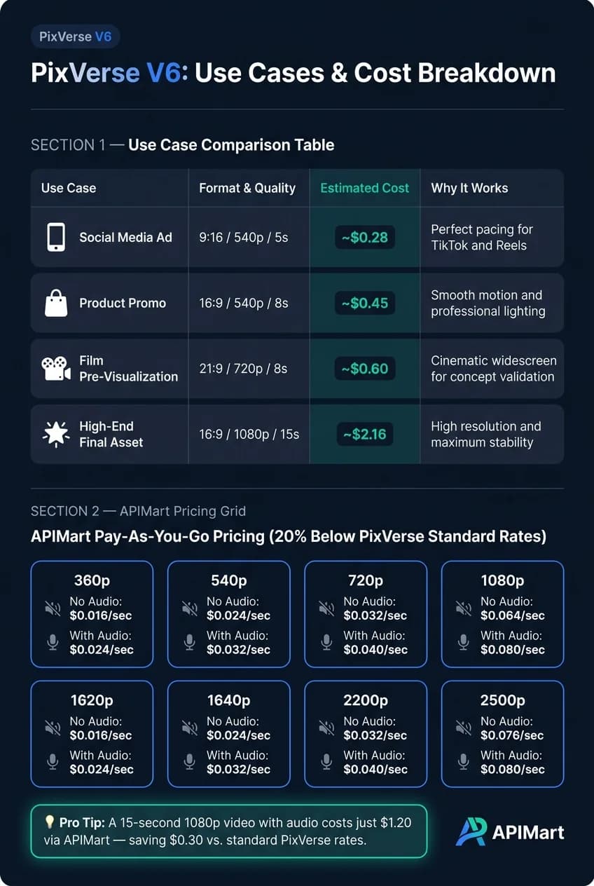 PixVerse V6 Pricing & Use Cases: Cost Breakdown by Resolution