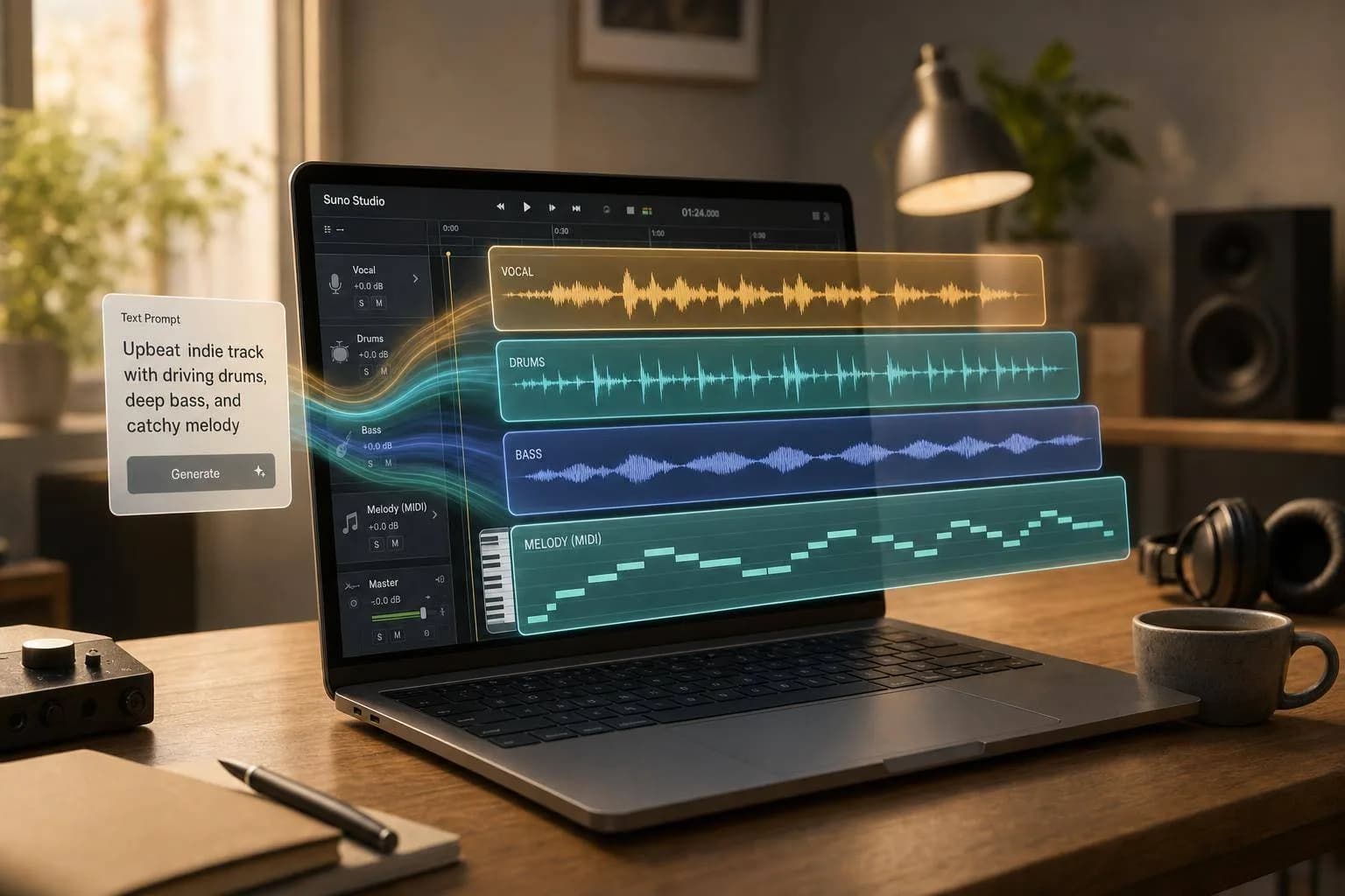 Suno Studio — stems, MIDI et édition multipiste